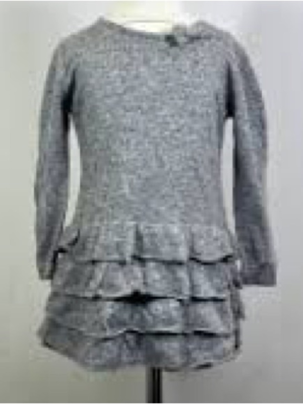 Miss Blumarine Gray Ruffle Long Sleeve Cashmere Dress